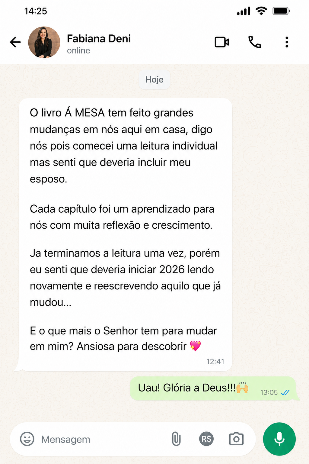 Depoimento de Fabiana Deni sobre o livro À Mesa