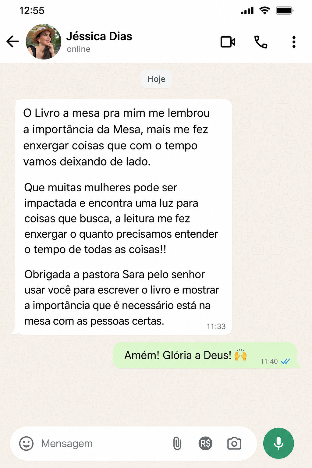 Depoimento de Jéssica Dias sobre o livro À Mesa